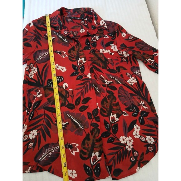 ZARA Basic Women's Floral Chiffon Long Sleeve Button Up Shirt S Multicolor Relax - Picture 8 of 14